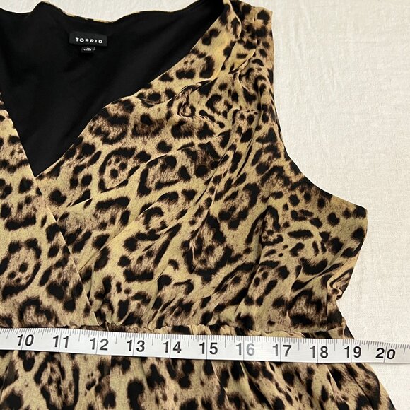 Torrid Plus Size 2X Leopard Print Sleeveless Asymmetrical Hem Dress Elatic Waist - Picture 7 of 9
